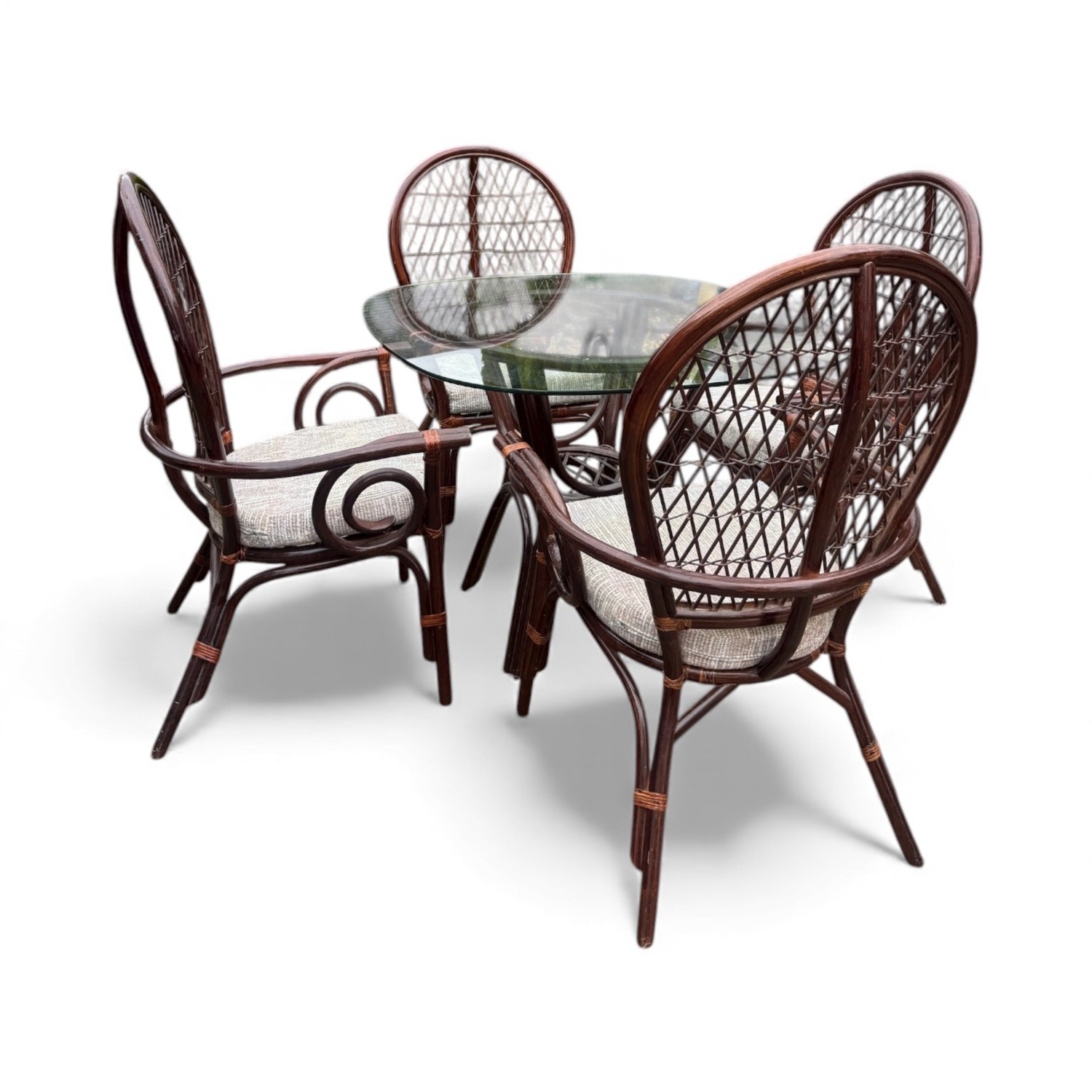 Vintage/Antique Dark Brown Bamboo Dining Set - image-1