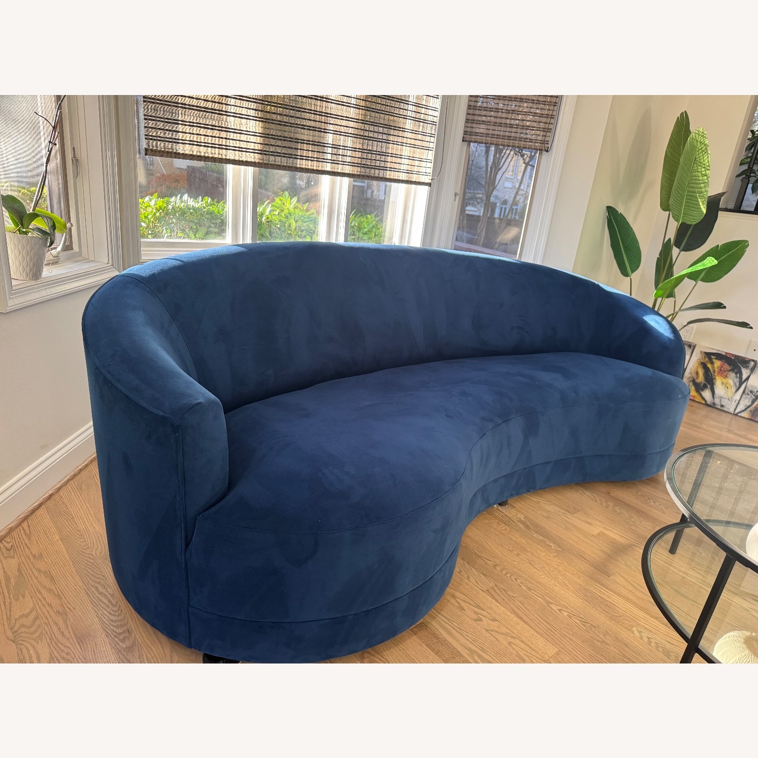 Crate & Barrel Blue Velvet 3+ Seater Sofa - image-3