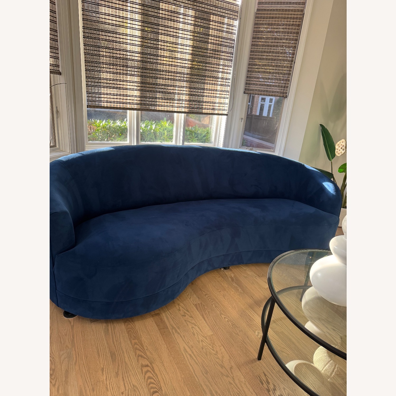 Crate & Barrel Blue Velvet 3+ Seater Sofa - image-2