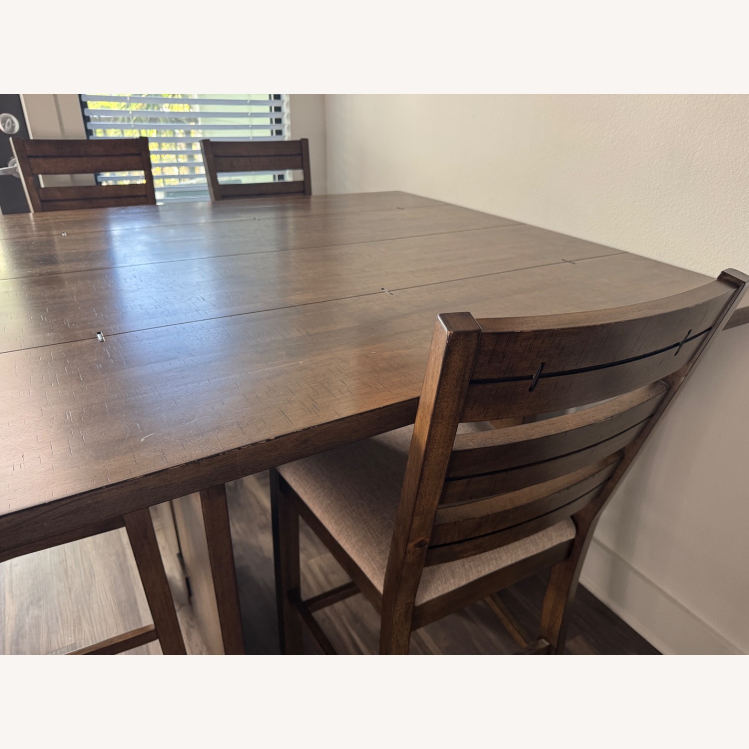 Living Spaces Lansing Dark Brown Wood Dining Table - image-7
