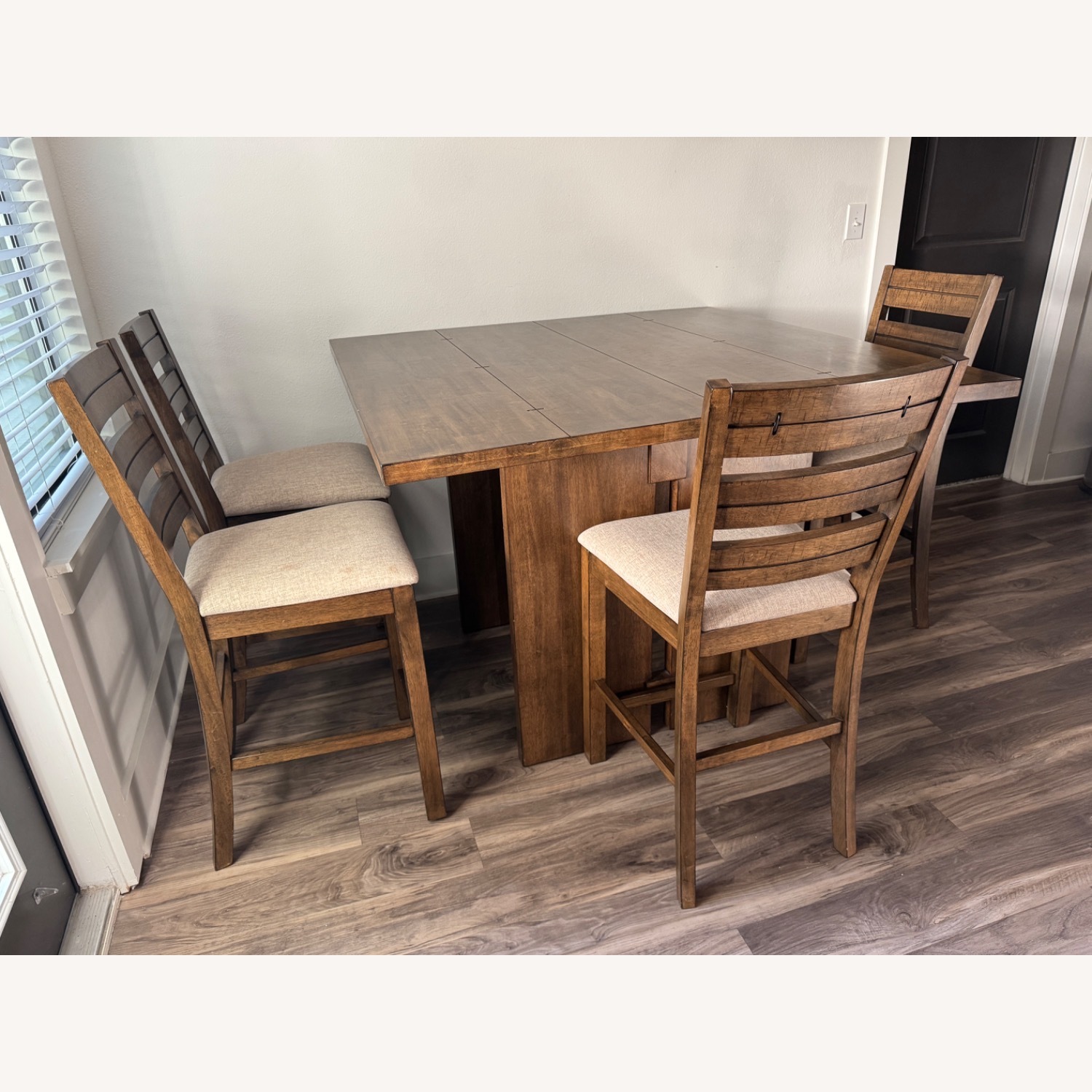 Living Spaces Lansing Dark Brown Wood Dining Table - image-2