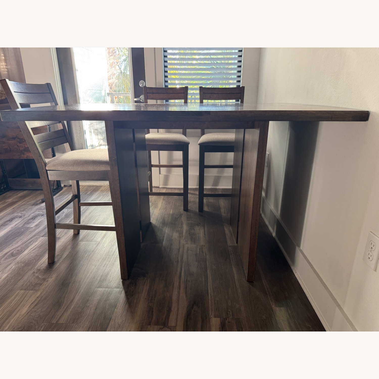 Living Spaces Lansing Dark Brown Wood Dining Table - image-3