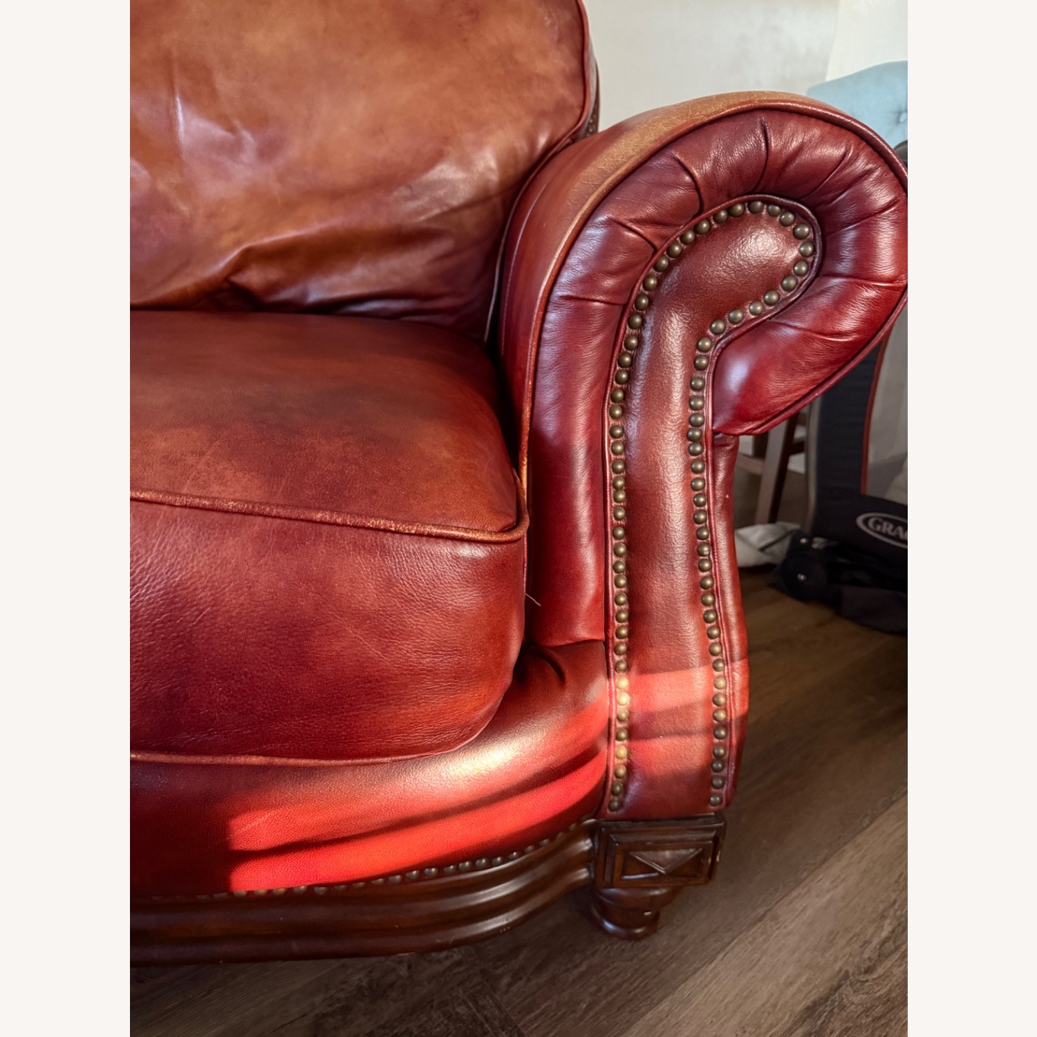 Leather Sofa Brownish Red - image-2