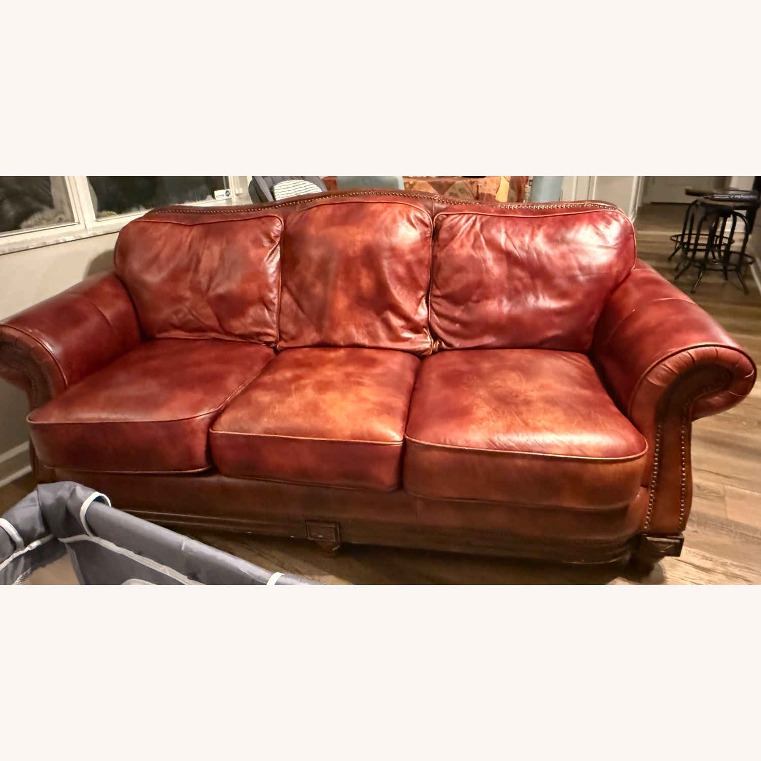 Leather Sofa Brownish Red - image-1