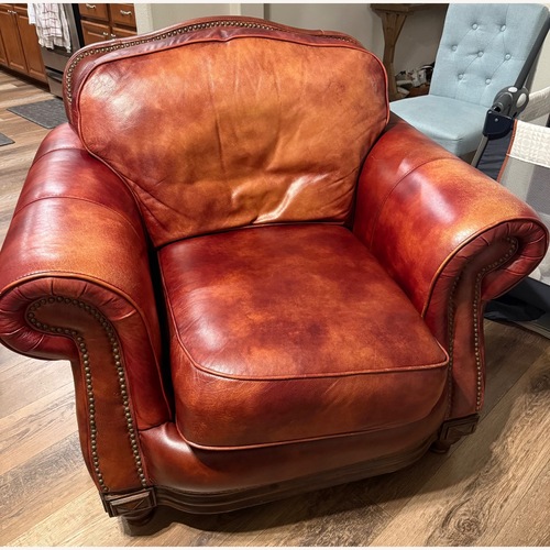Used Richardson Leather Red Leather Armchair for sale on AptDeco