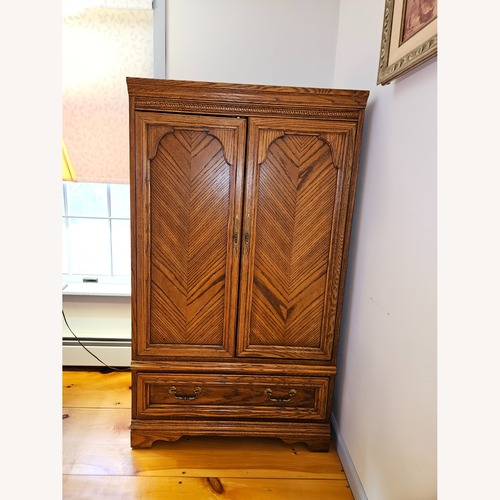 Used Vintage Solid Oak TV Cabinet for sale on AptDeco