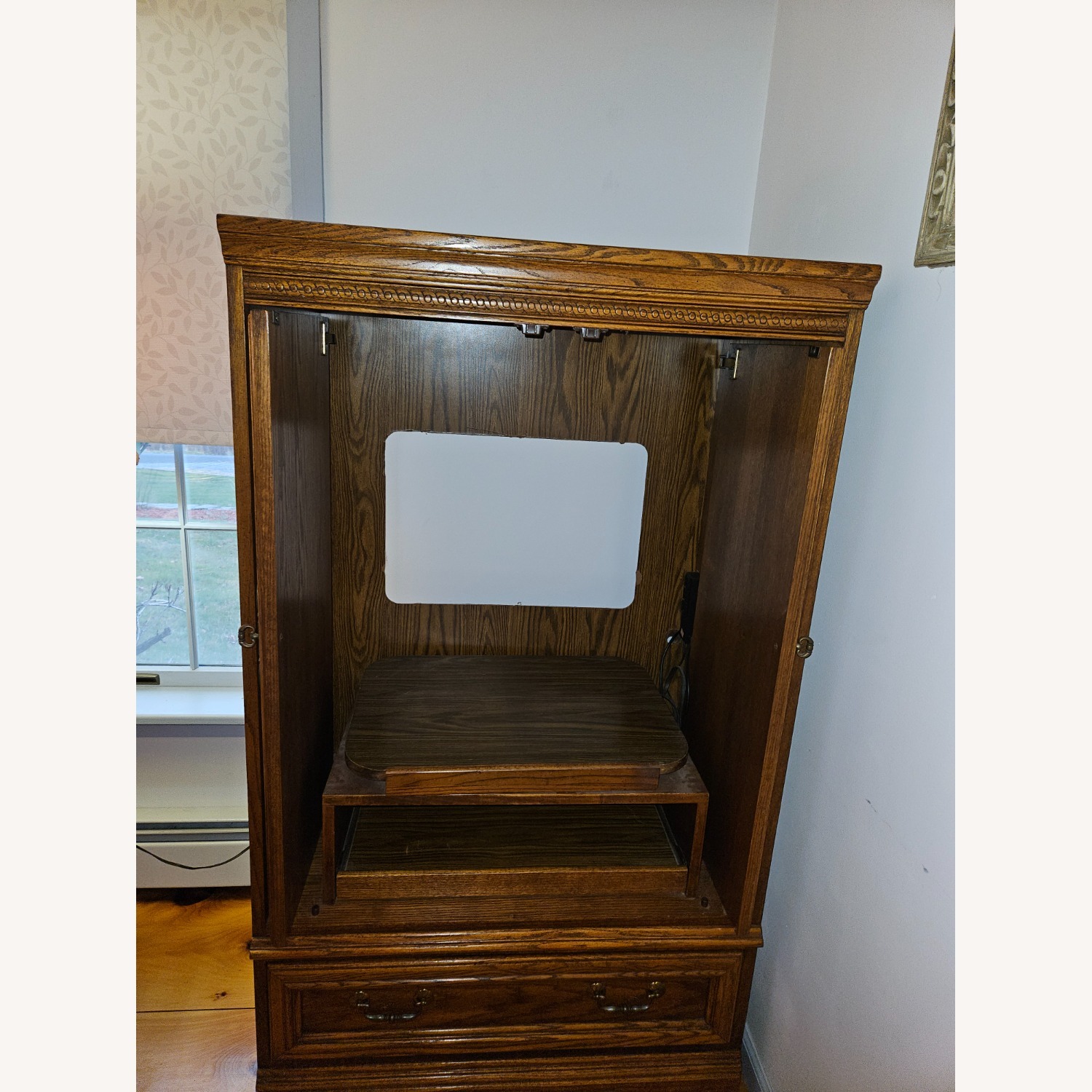 Vintage Solid Oak TV Cabinet - image-9