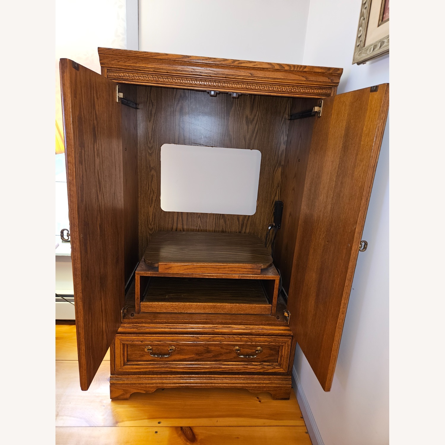 Vintage Solid Oak TV Cabinet - image-5