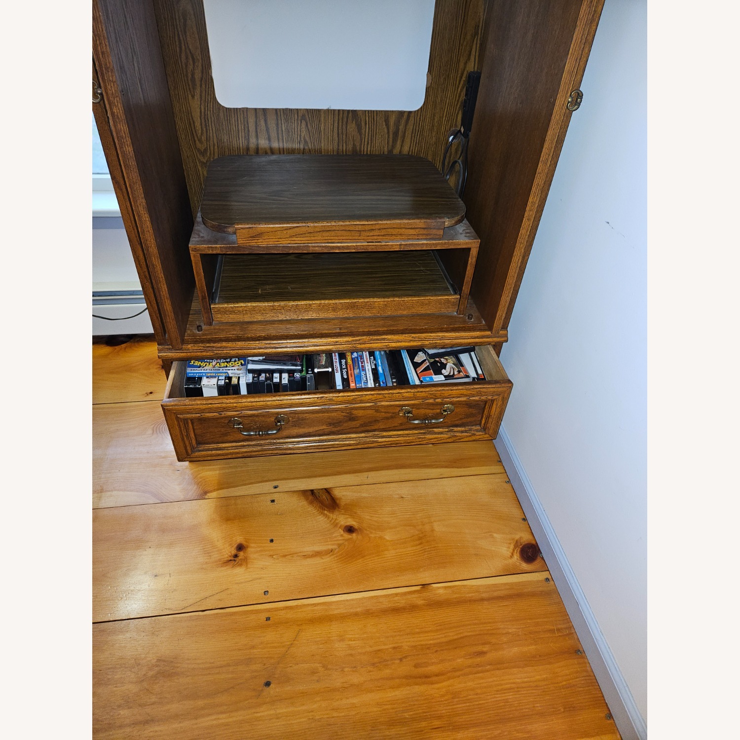 Vintage Solid Oak TV Cabinet - image-10