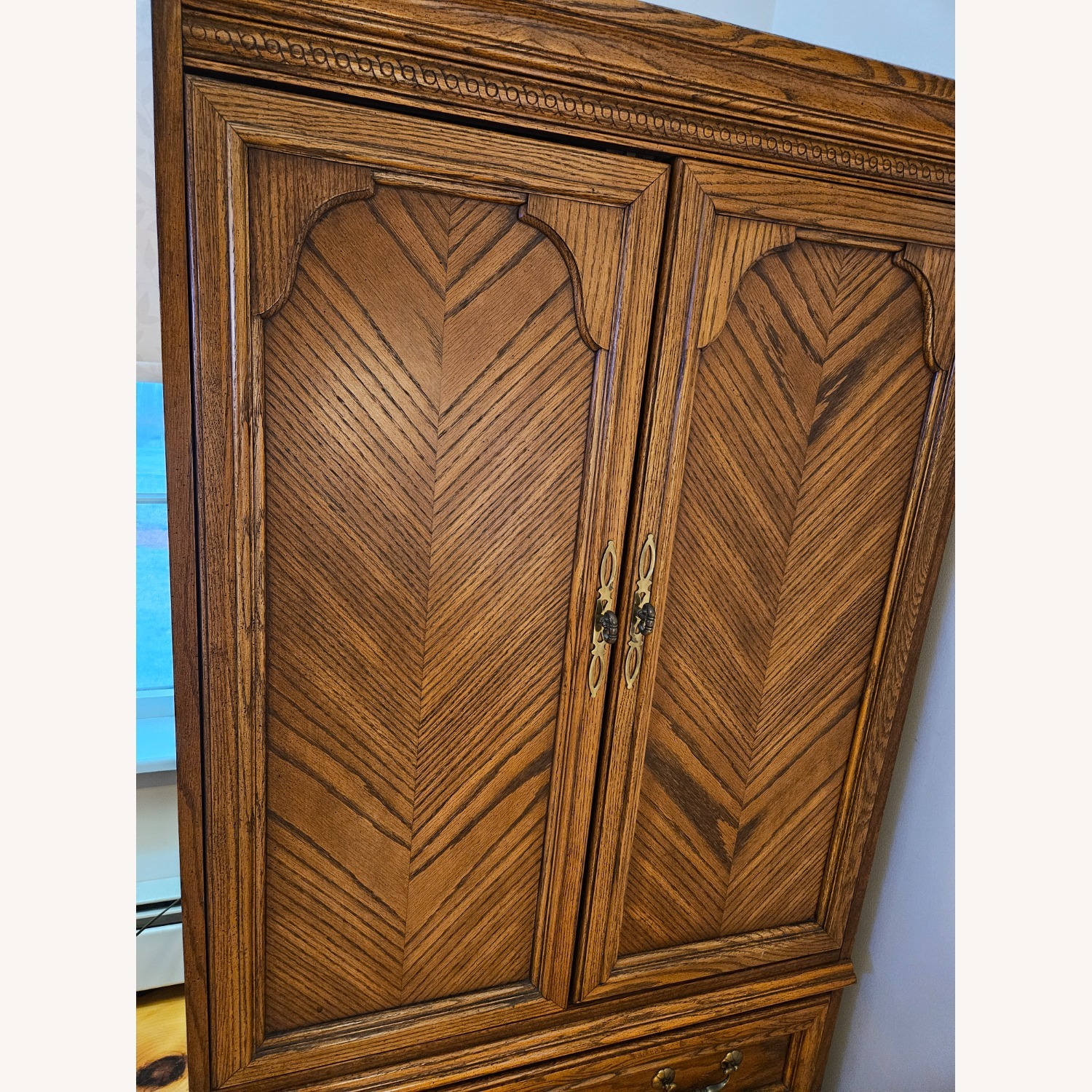Vintage Solid Oak TV Cabinet - image-3