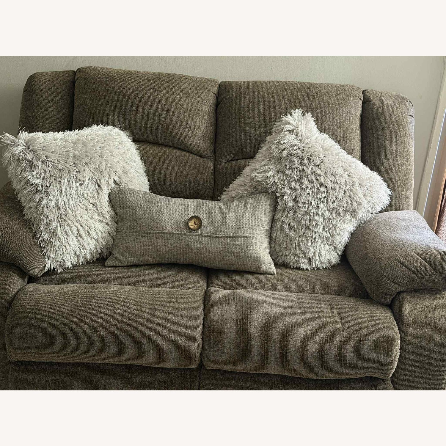Ashley Furniture Light Gray Fabric 3+ Seater Sofa - image-1