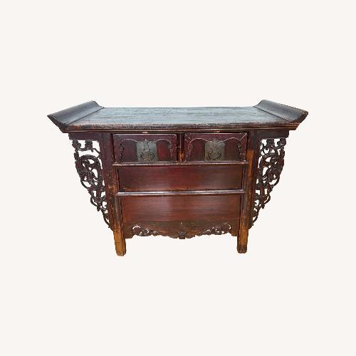 Used Antique Dark Brown Wood Side Table for sale on AptDeco