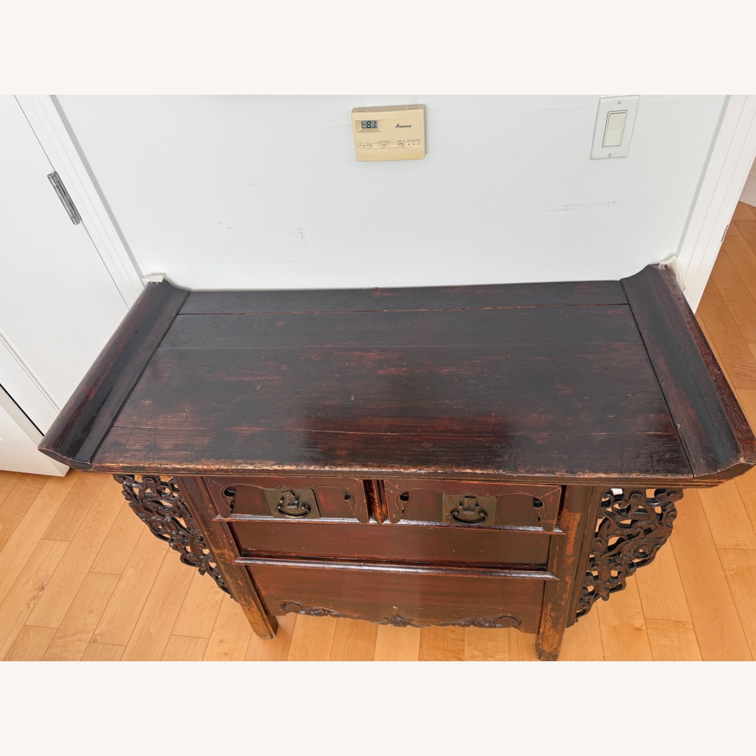 Antique Dark Brown Wood Side Table - image-6