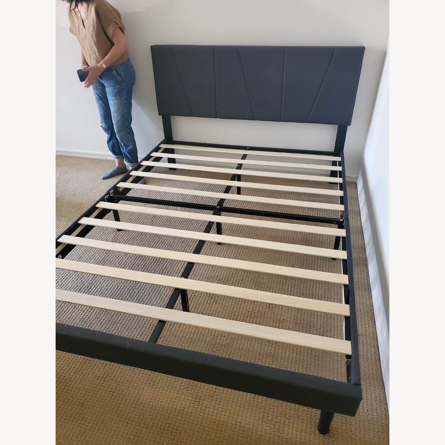 Charcoal Grey Wood Queen Bed - image-3