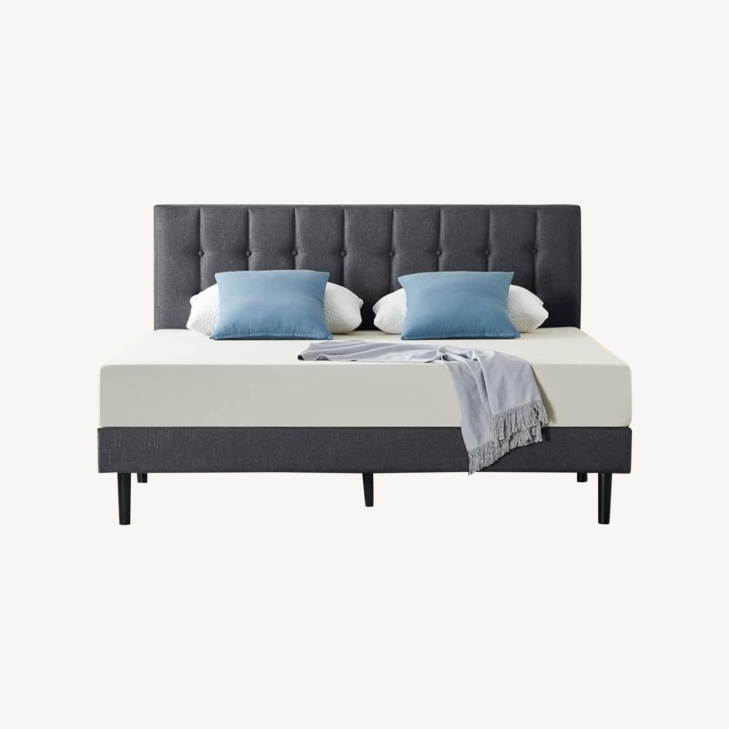 Charcoal Grey Wood Queen Bed - image-0