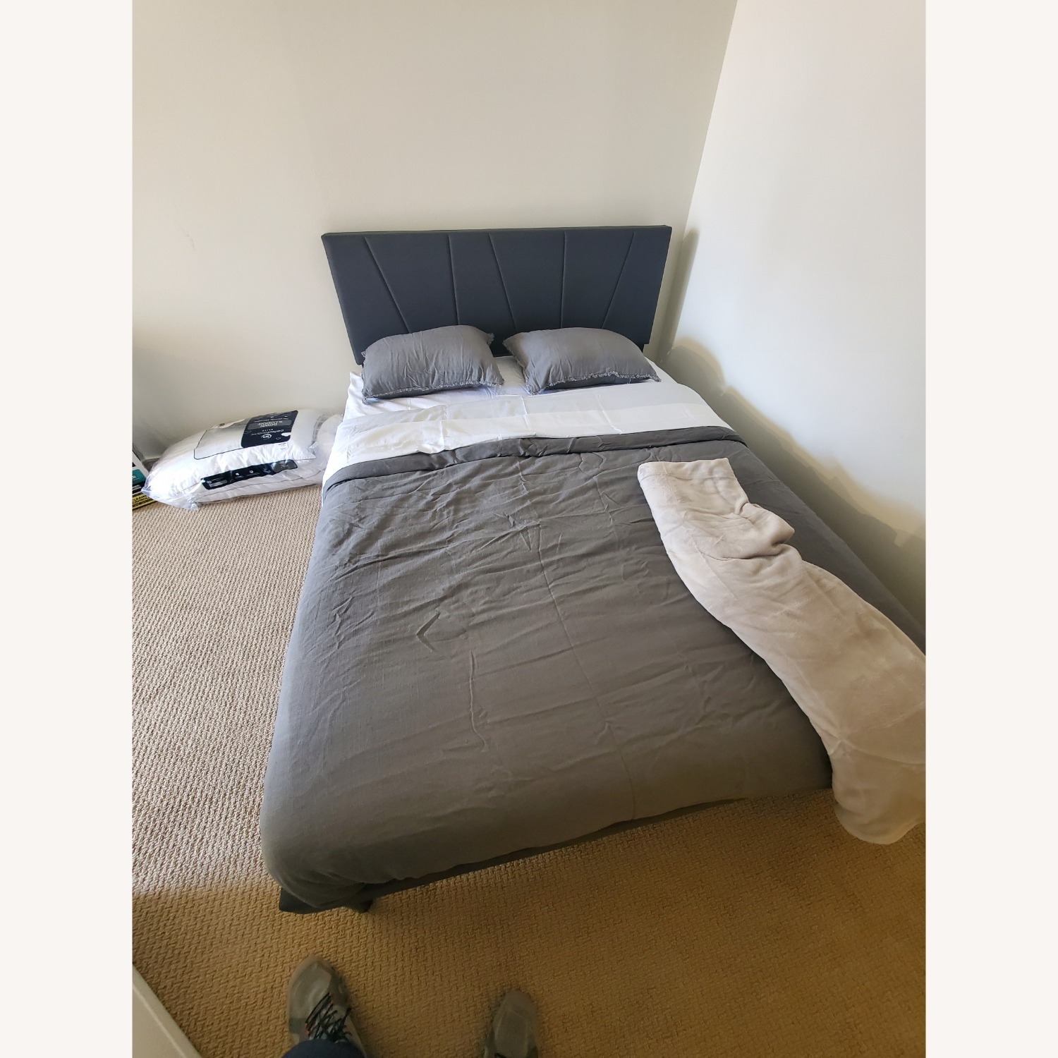 Charcoal Grey Wood Queen Bed - image-2