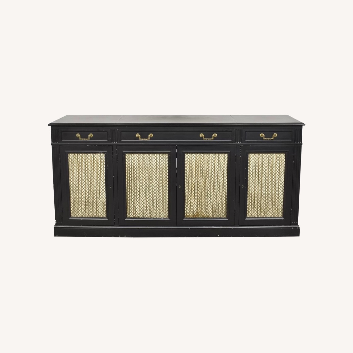 Vintage Solid Wood Four Door Credenza - image-0