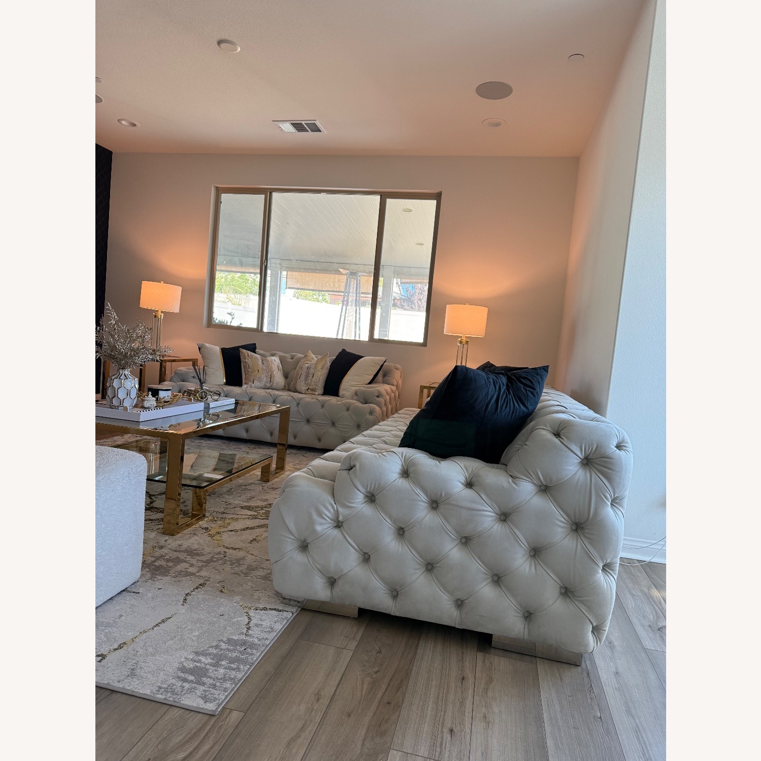 Light Gray Velvet 2 Piece Sectional - image-2