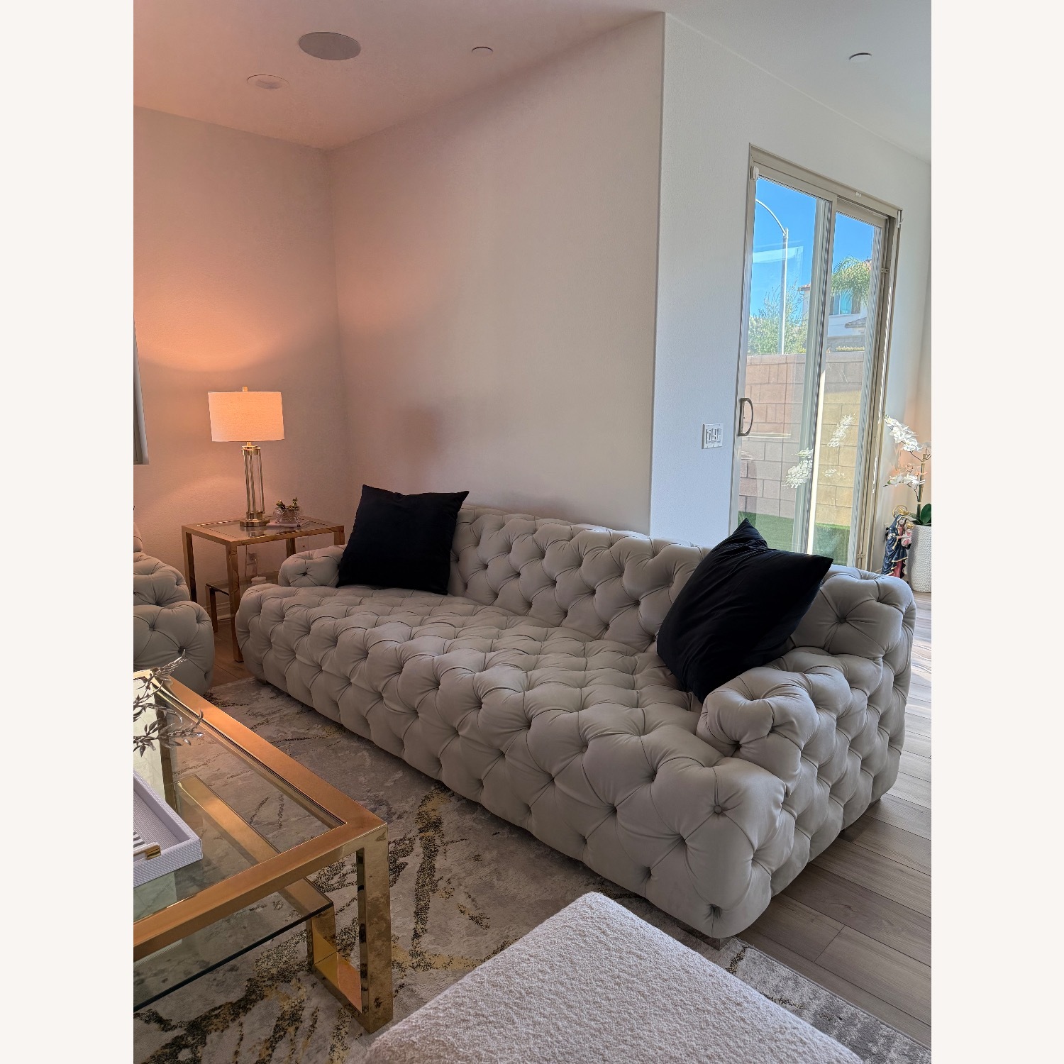 Light Gray Velvet 2 Piece Sectional - image-1