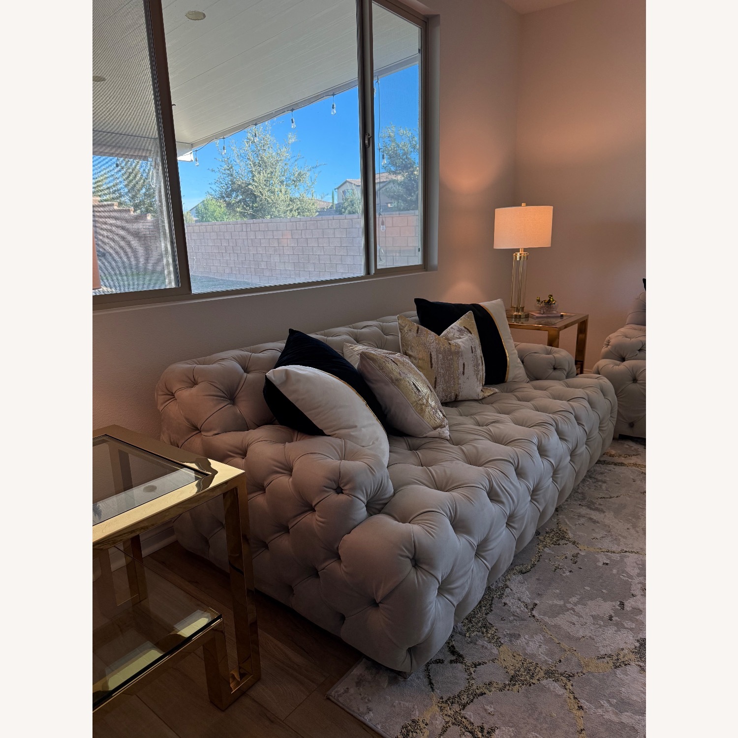 Light Gray Velvet 2 Piece Sectional - image-3