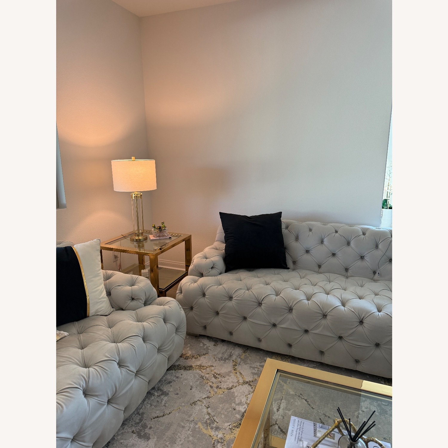 Light Gray Velvet 2 Piece Sectional - image-5