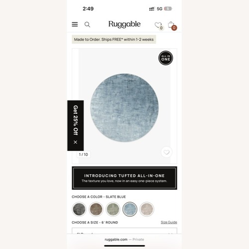 Used 6' Round Ruggable (washable) Rug with Rug Pad for sale on AptDeco