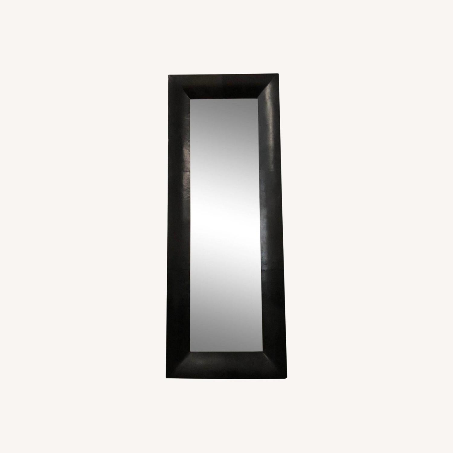 Crate & Barrel Black Leather Floor Mirror - image-0
