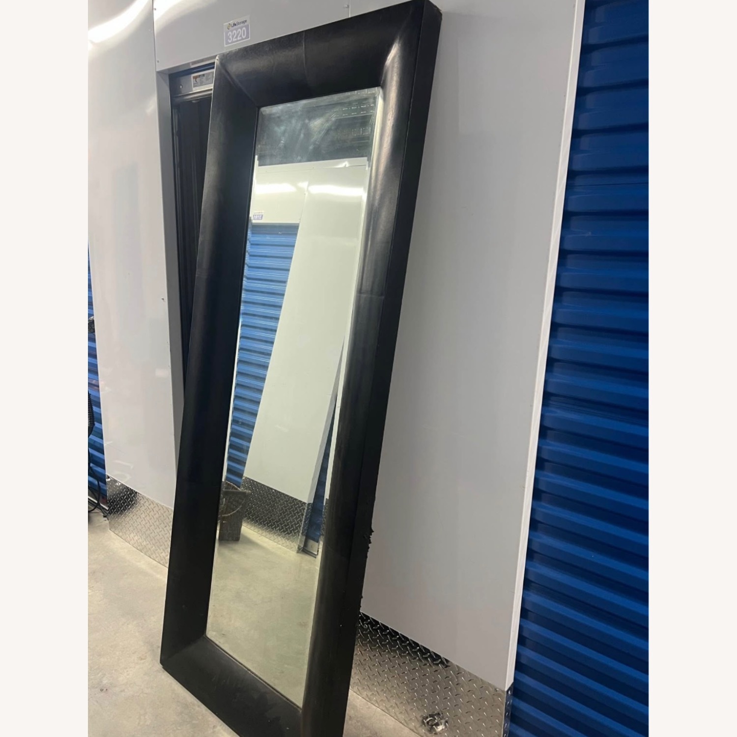 Crate & Barrel Black Leather Floor Mirror - image-3