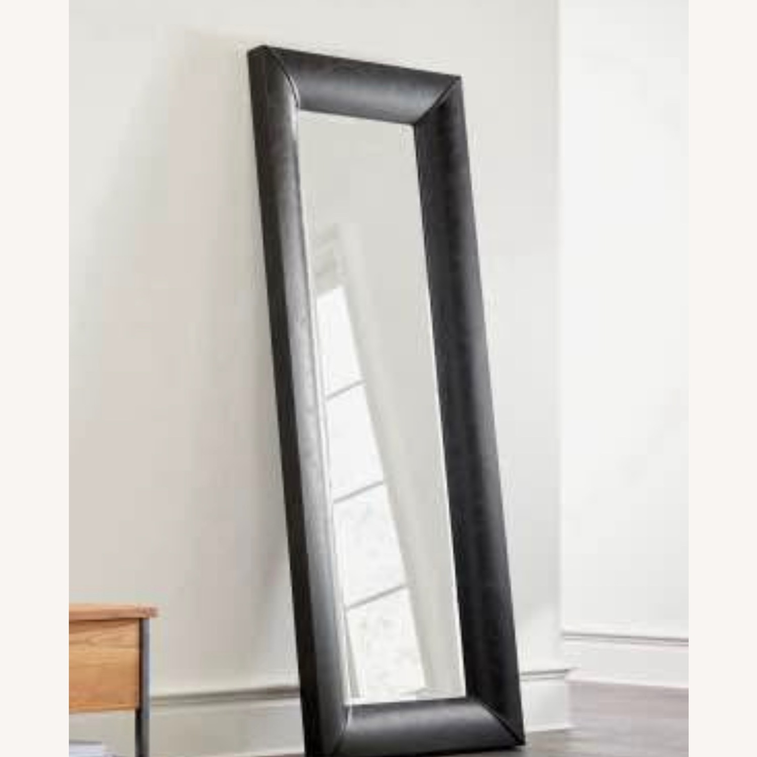 Crate & Barrel Black Leather Floor Mirror - image-1