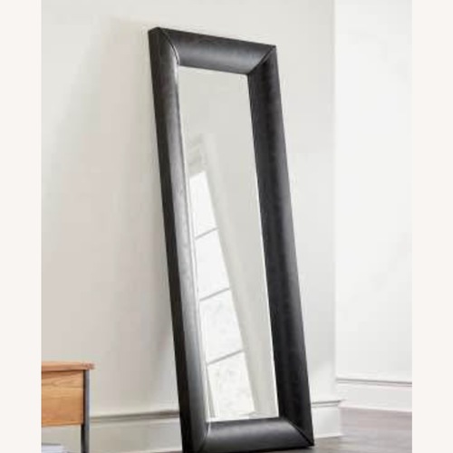 Used Crate & Barrel Black Leather Floor Mirror for sale on AptDeco