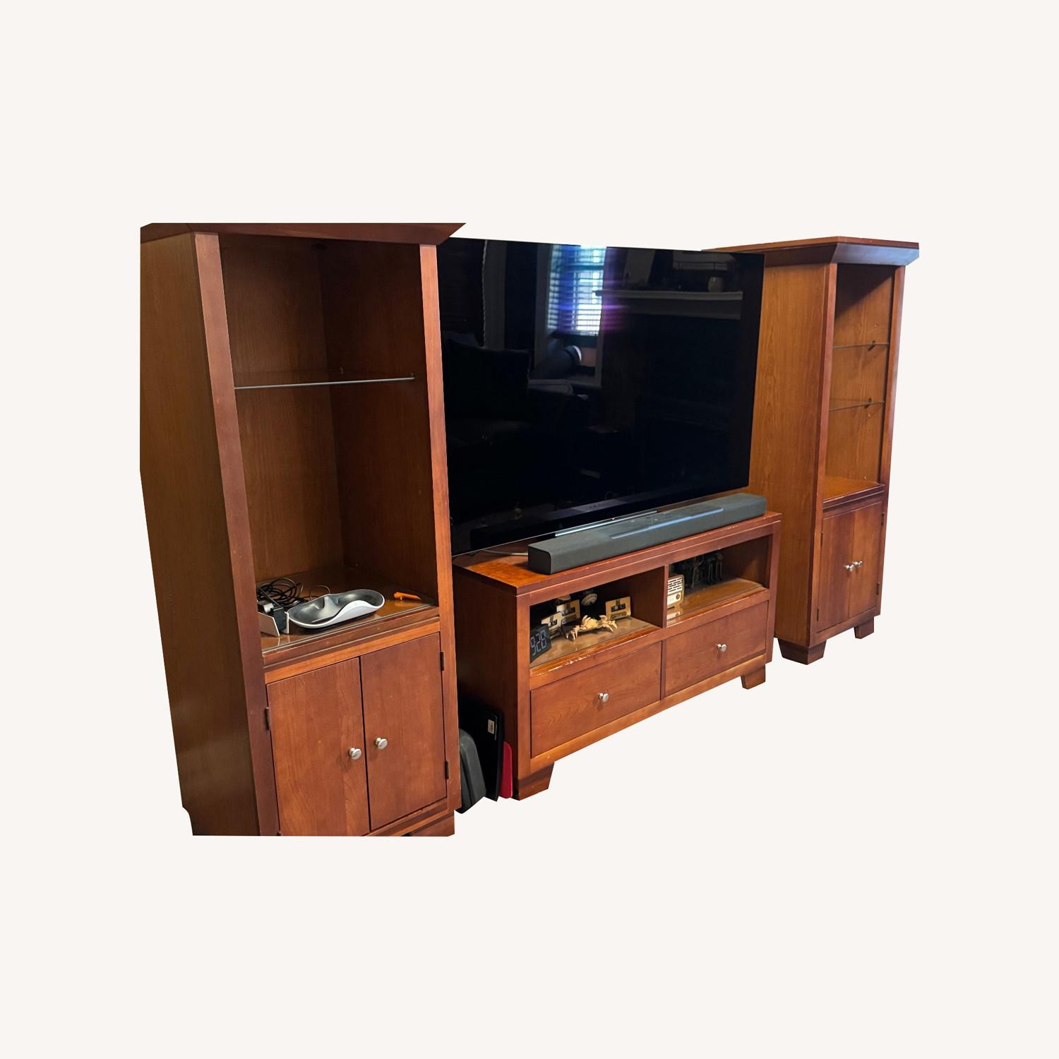 Raymour & Flanigan Dark Brown Wood Wall Unit - image-0