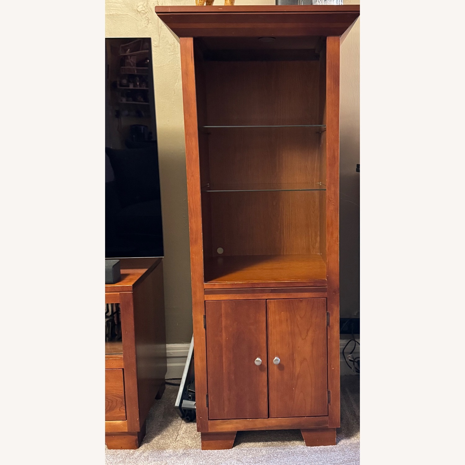 Raymour & Flanigan Dark Brown Wood Wall Unit - image-3