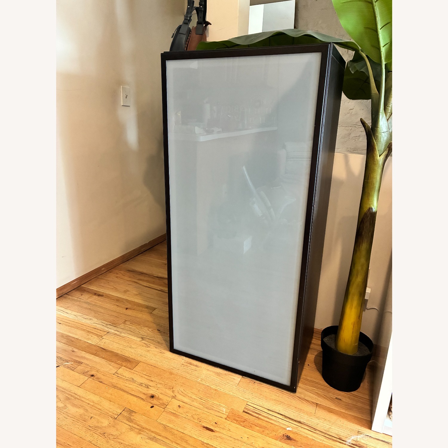 IKEA Dark Brown Wood Cabinet W Glass Door - image-3