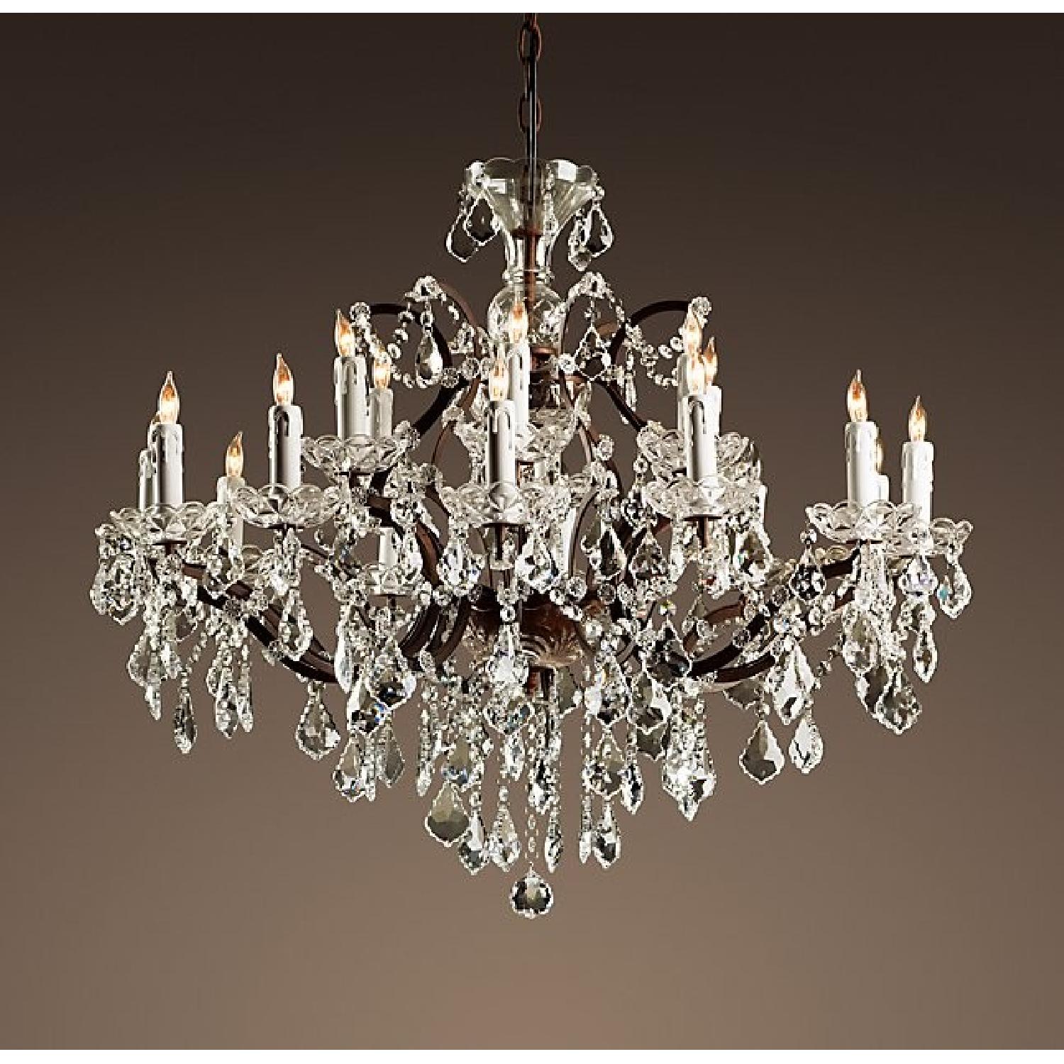 Restoration Hardware 19th C. Rococo Iron & Clear Crystal Round Chandelier - image-1