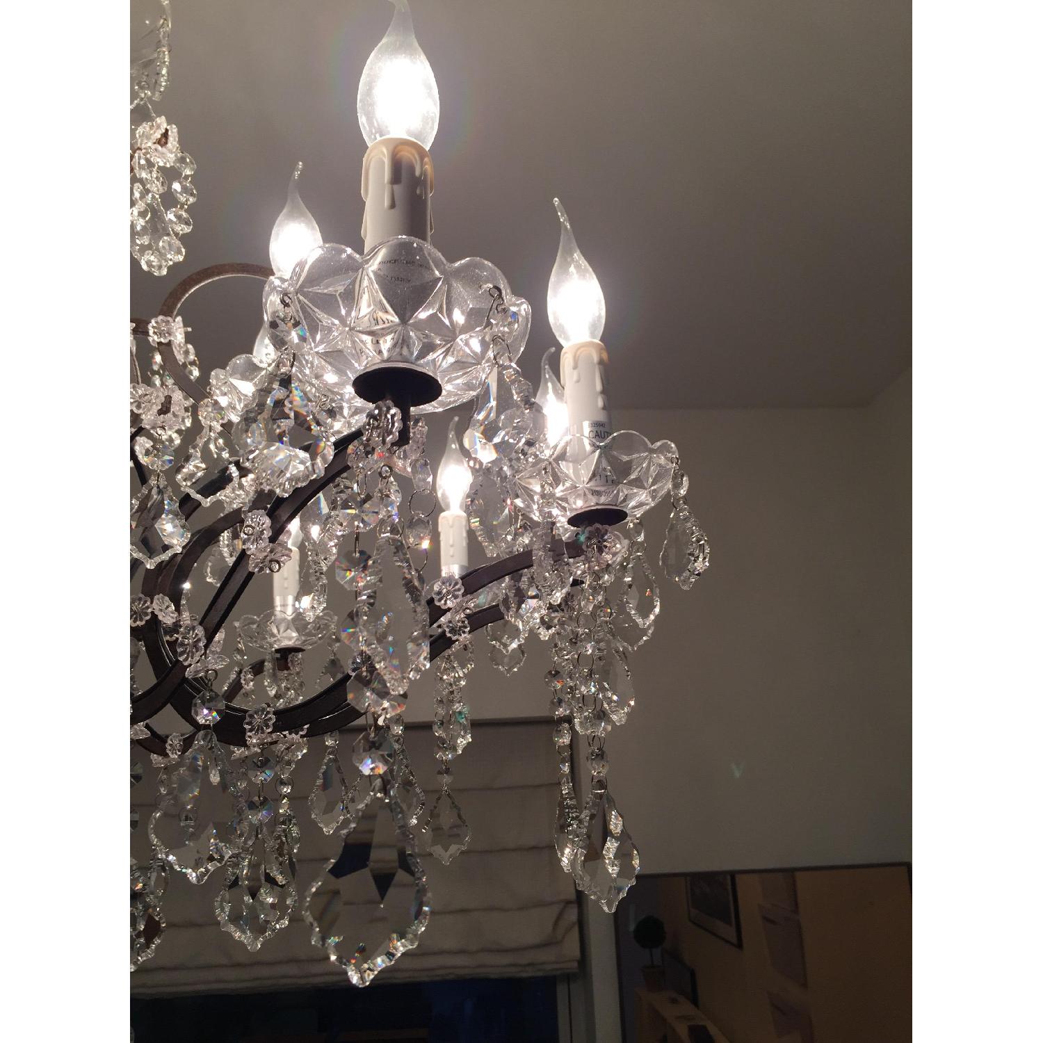 Restoration Hardware 19th C. Rococo Iron & Clear Crystal Round Chandelier - image-2