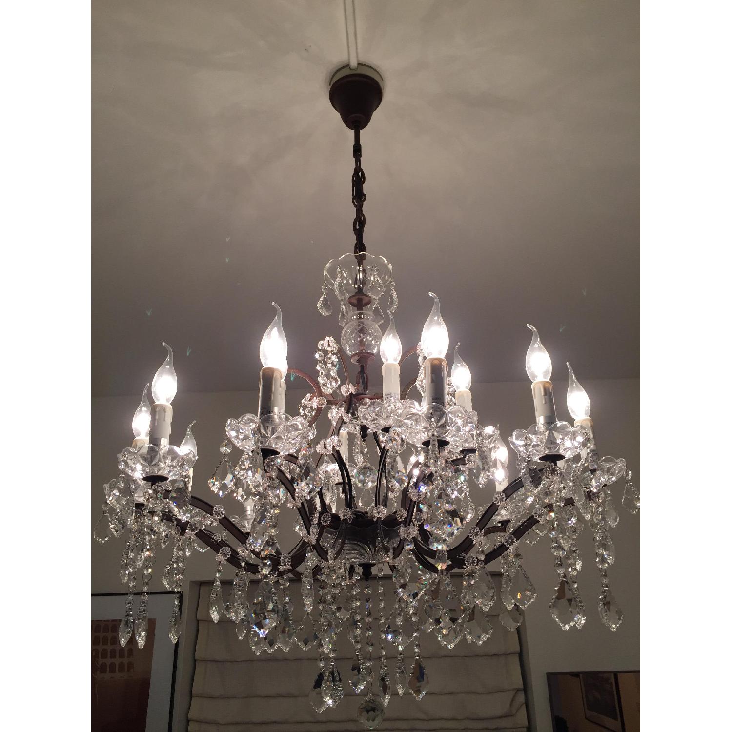 Restoration Hardware 19th C. Rococo Iron & Clear Crystal Round Chandelier - image-3