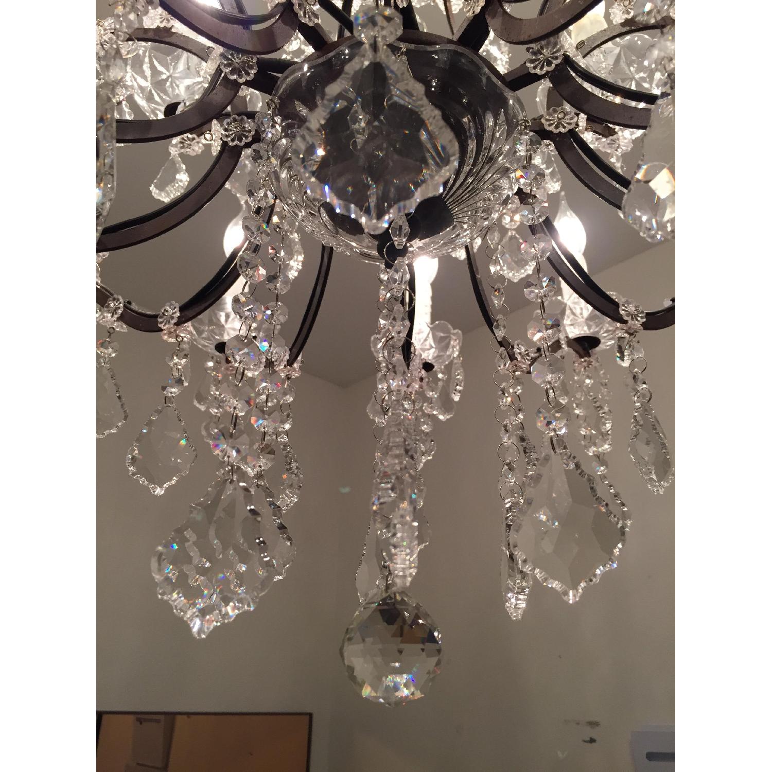 Restoration Hardware 19th C. Rococo Iron & Clear Crystal Round Chandelier - image-4