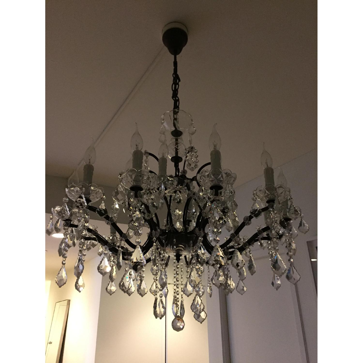 Restoration Hardware 19th C. Rococo Iron & Clear Crystal Round Chandelier - image-5