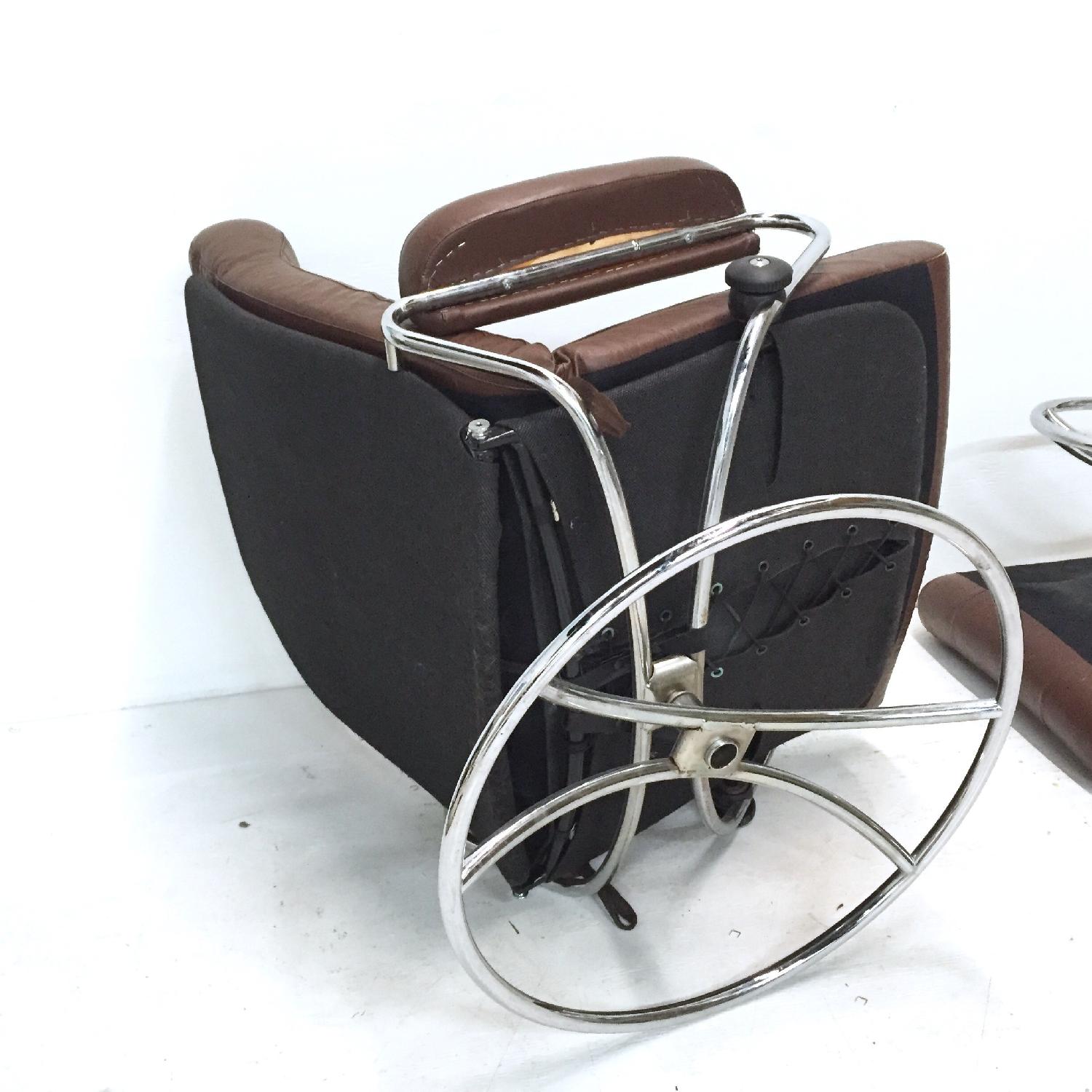 Vintage Ekornes Stressless Chair w/ Chrome Swivel Base & Ottoman - image-4