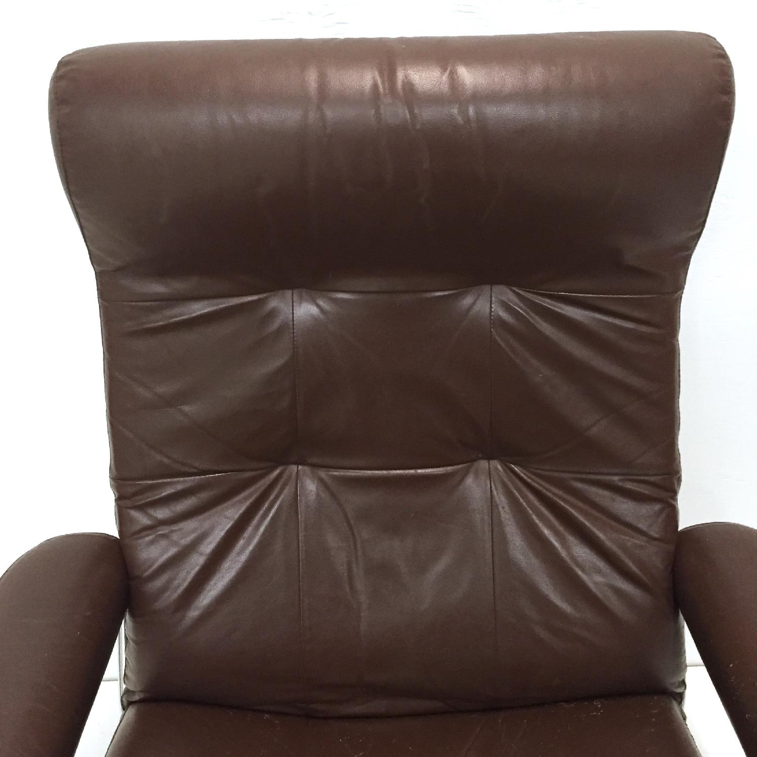 Vintage Ekornes Stressless Chair w/ Chrome Swivel Base & Ottoman - image-7