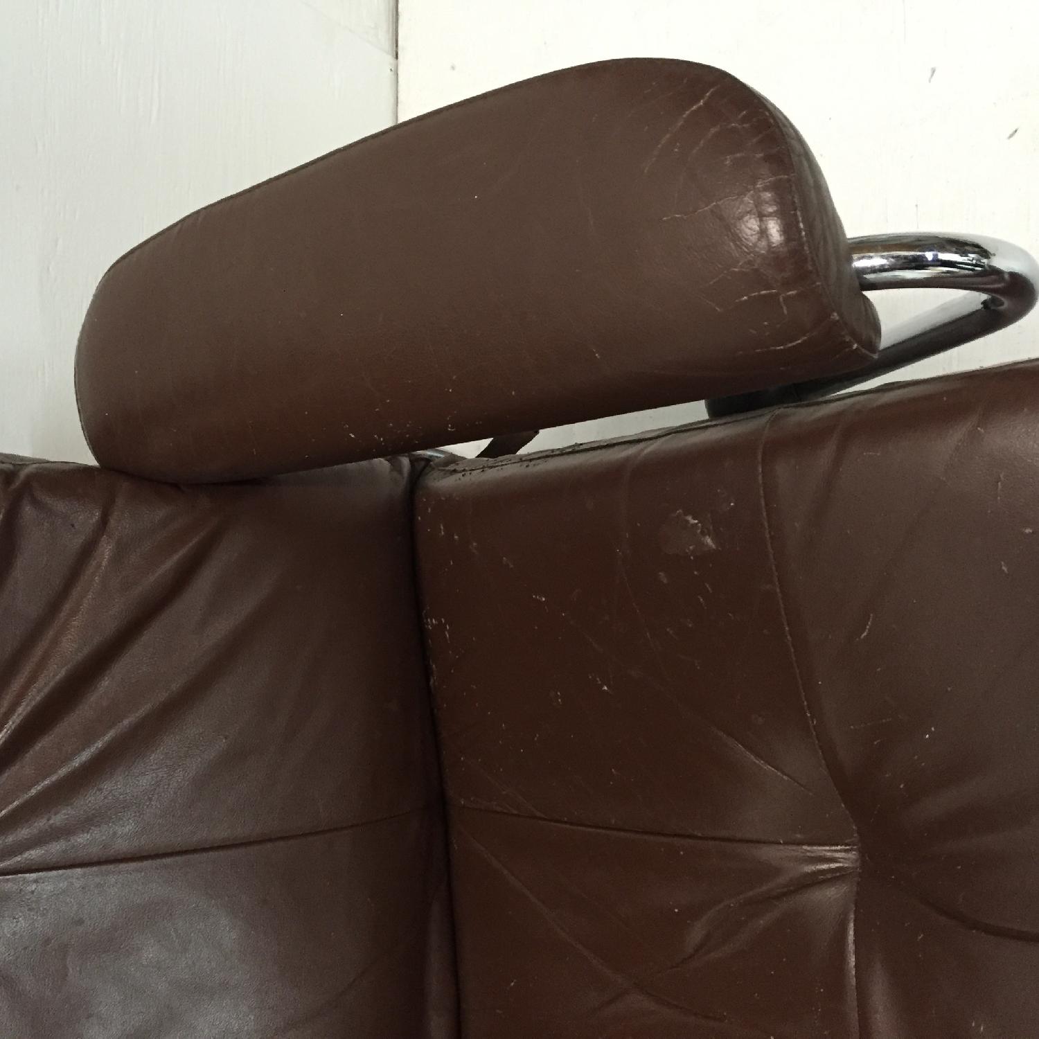 Vintage Ekornes Stressless Chair w/ Chrome Swivel Base & Ottoman - image-14