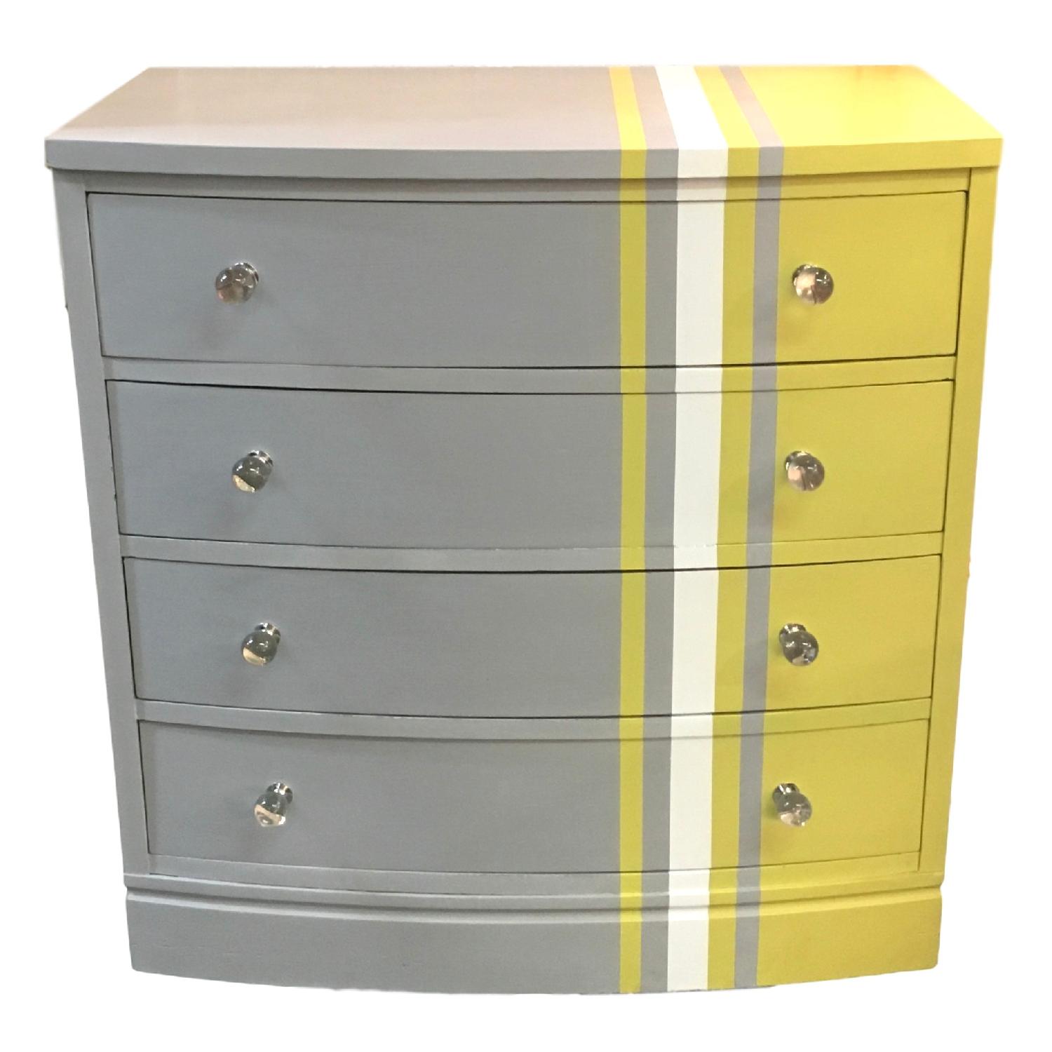 Custom Painted Striped Chest of Drawers AptDeco