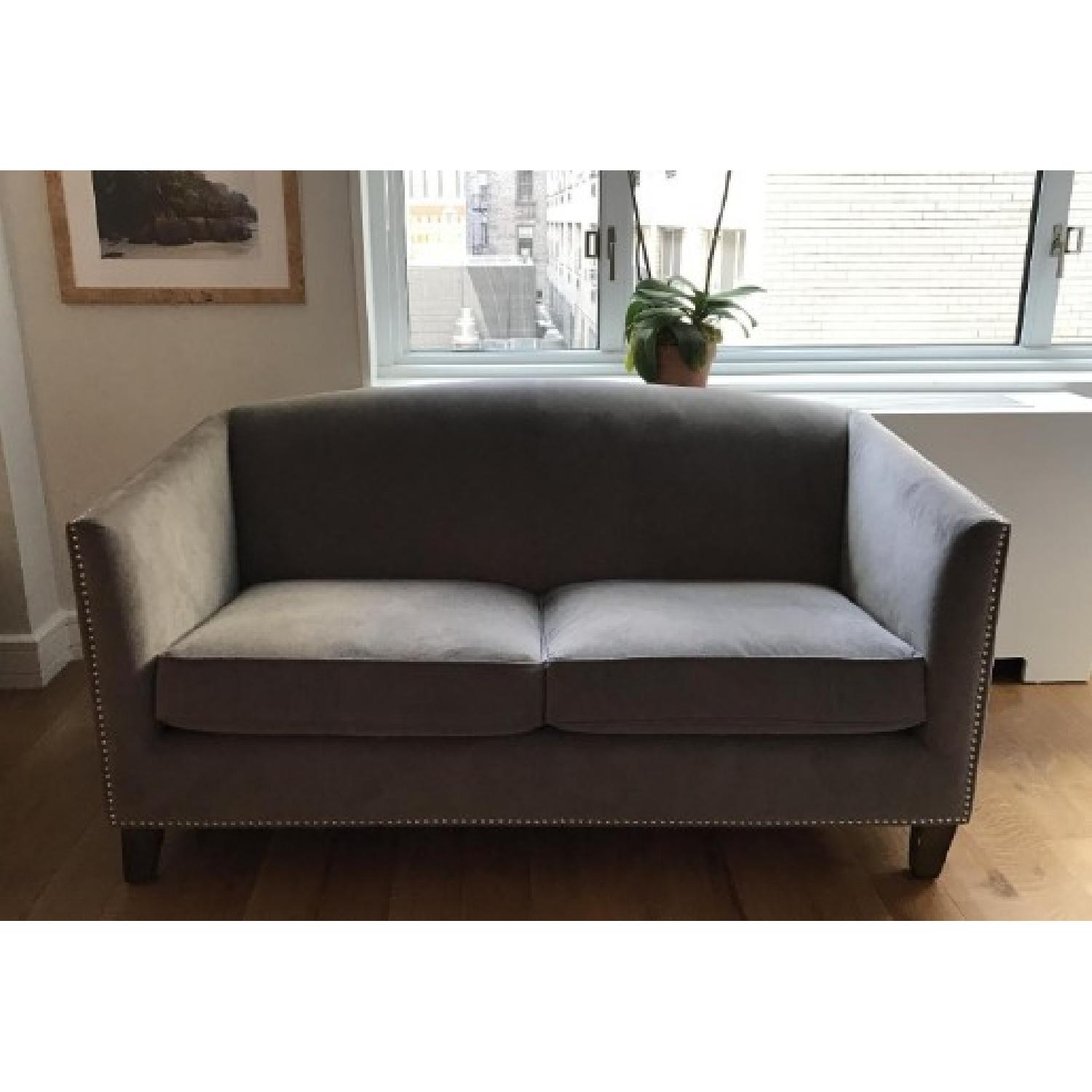 Sunpan Modern Home Grey Microfiber Sofa Loveseat Aptdeco