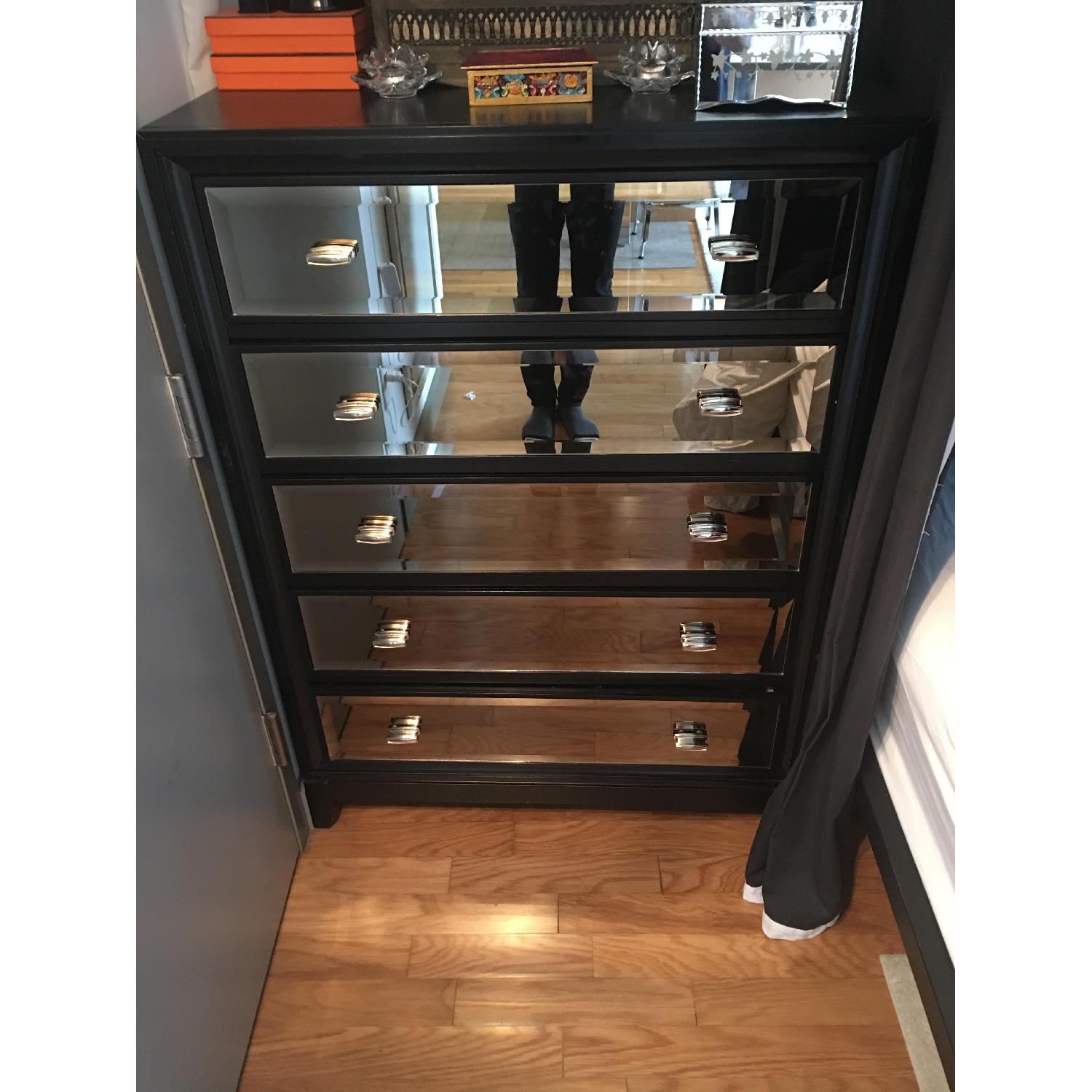 Mirrored Black 5 Drawer Dresser - image-1