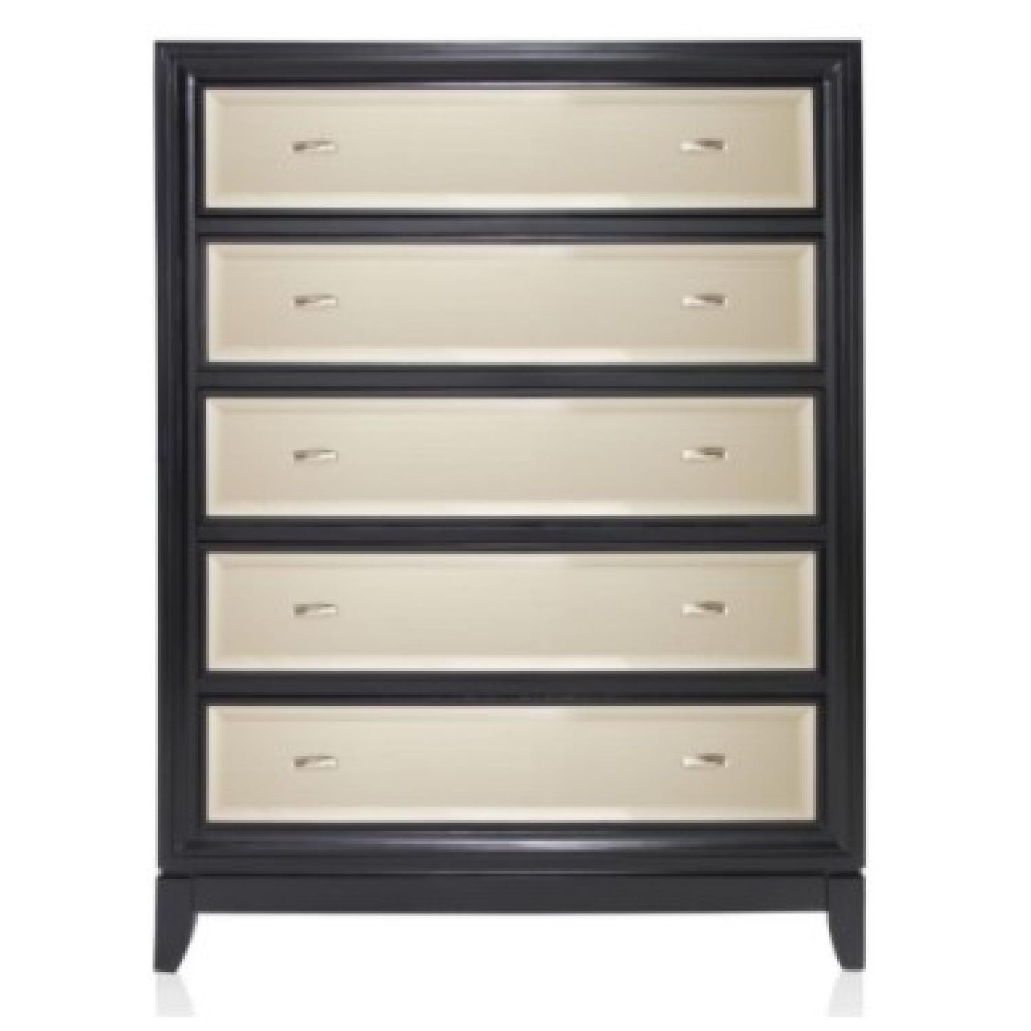 Mirrored Black 5 Drawer Dresser - image-3