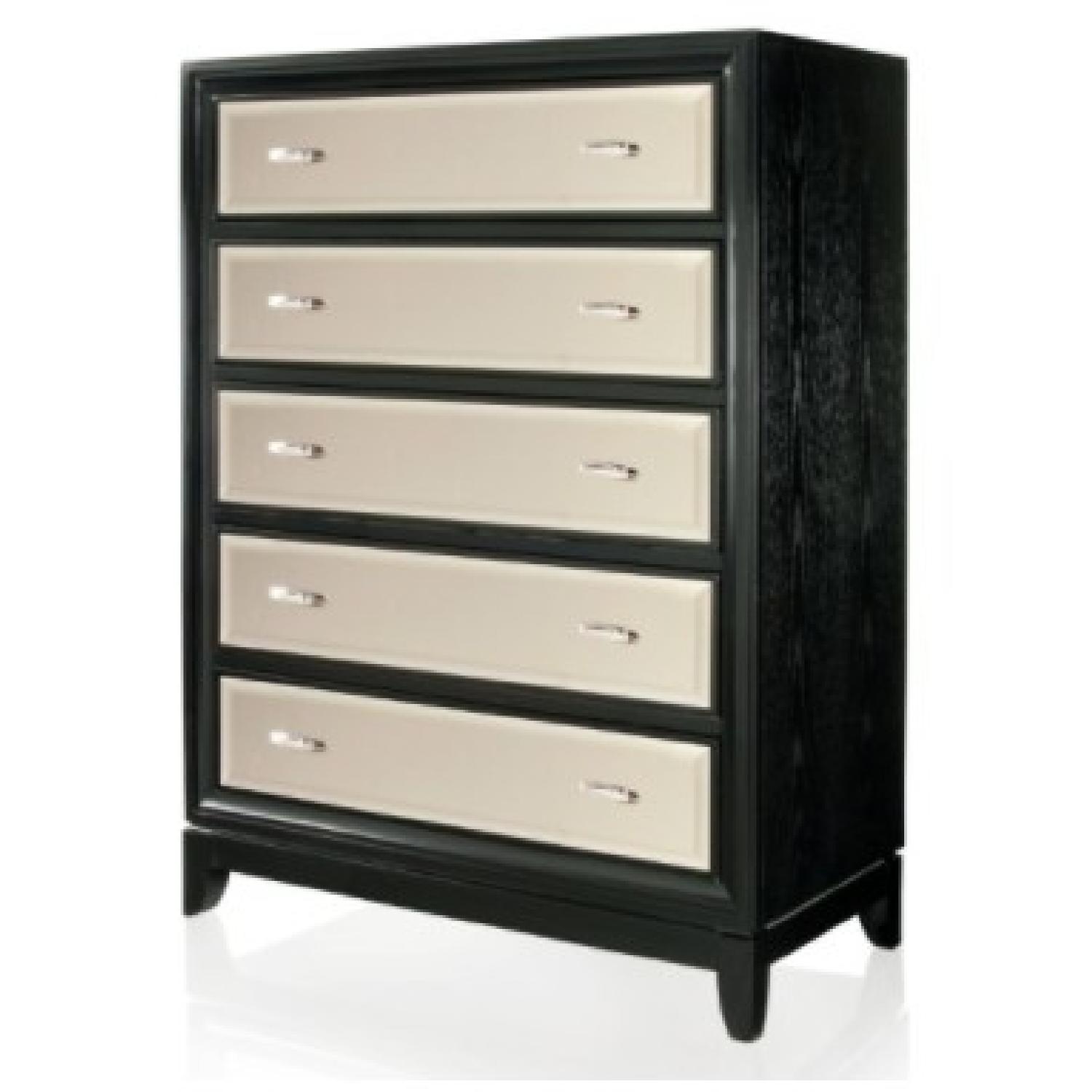 Mirrored Black 5 Drawer Dresser - image-4