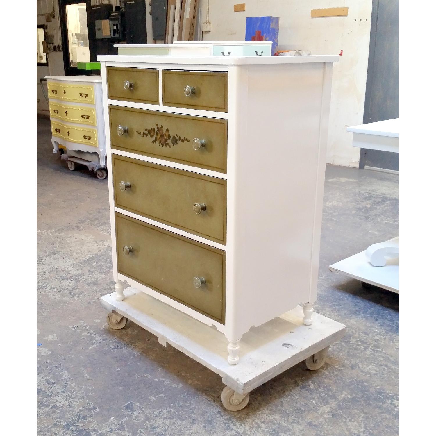 Repainted Vintage 5 Drawer Dresser w/ Hand Painted Drawers - image-3