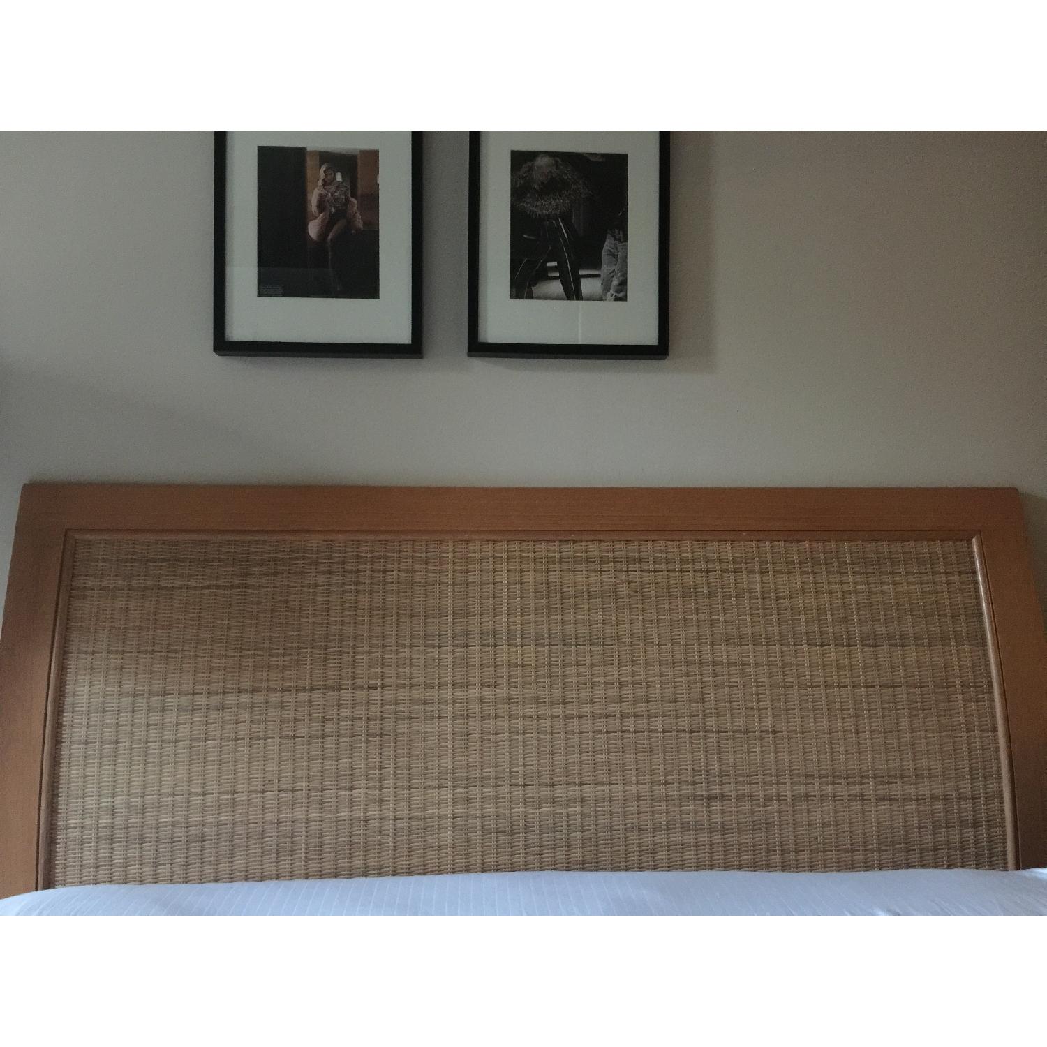 Pier 1 Light Natural Wicker Queen Bed + Nightstand - image-1