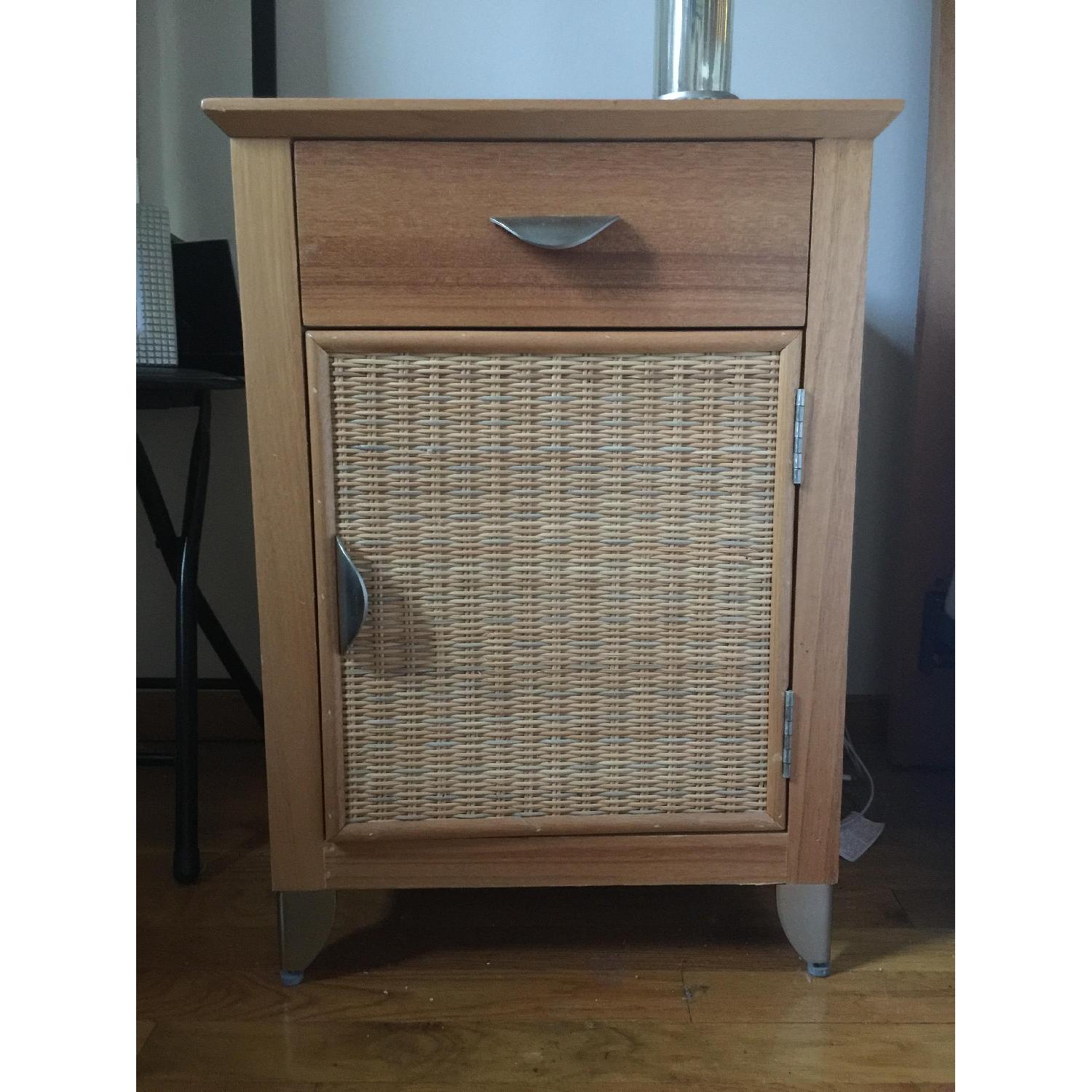 Pier 1 Light Natural Wicker Queen Bed + Nightstand - image-2