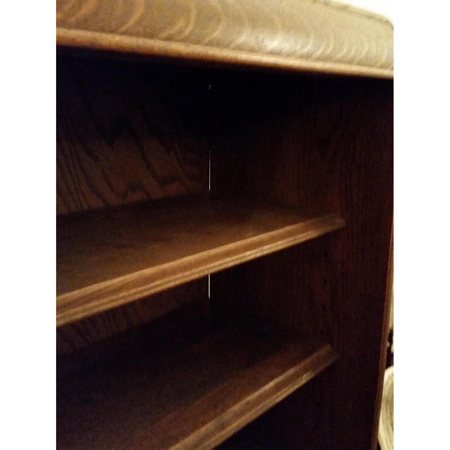 Solid Oak Bookcase w/ Sliding Glass Doors - image-9